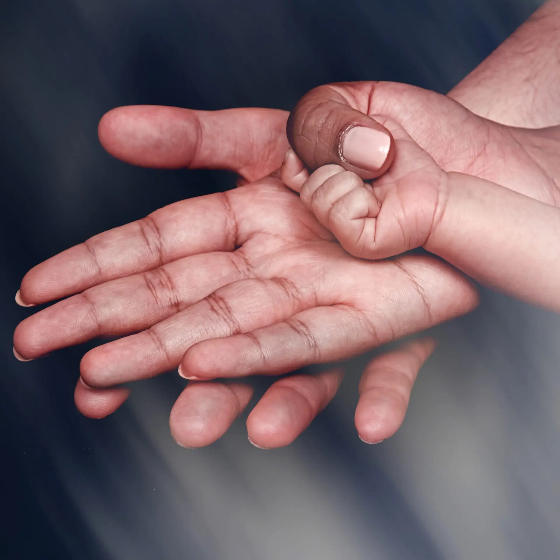 petites main de bébé dans les mains de papa et maman photo artistique