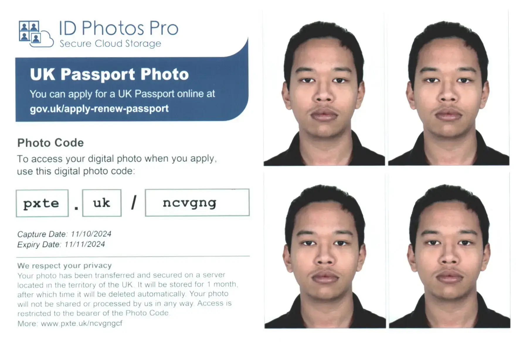 photo d'identité numérique passeport anglais