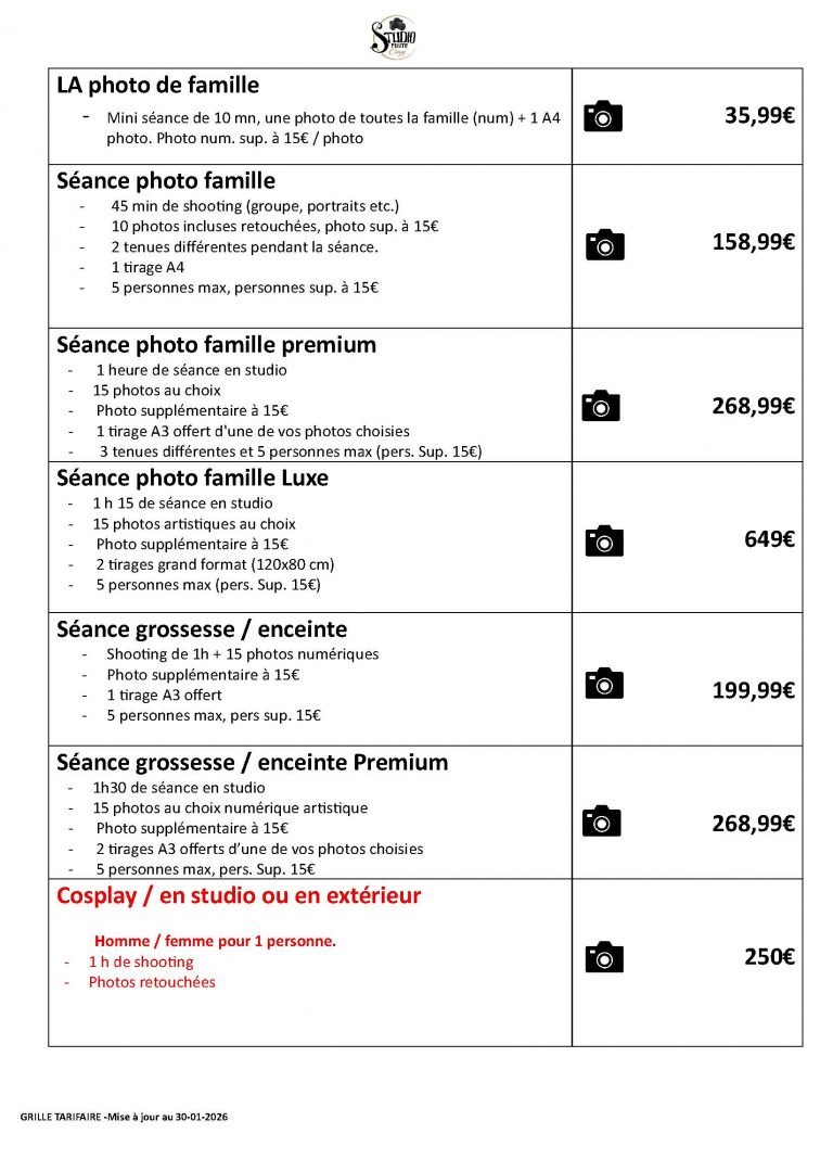 GRILLE TARIFAIRE 2 2025- 2026