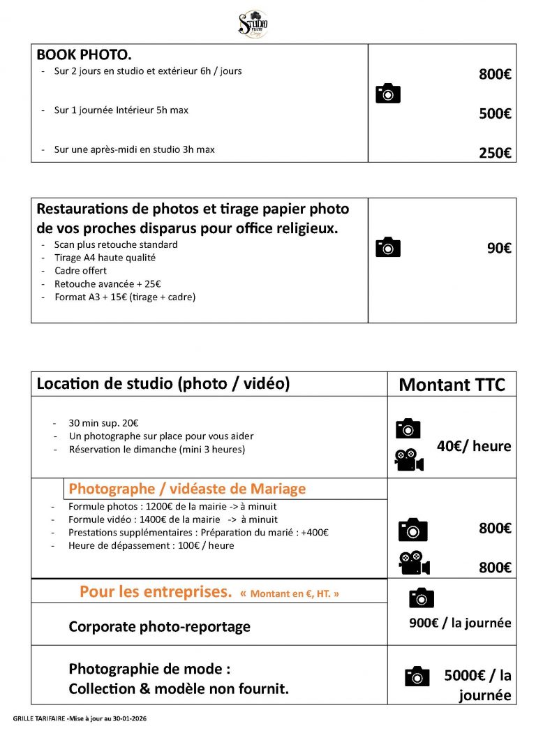 GRILLE TARIFAIRE 2 2025- 2026