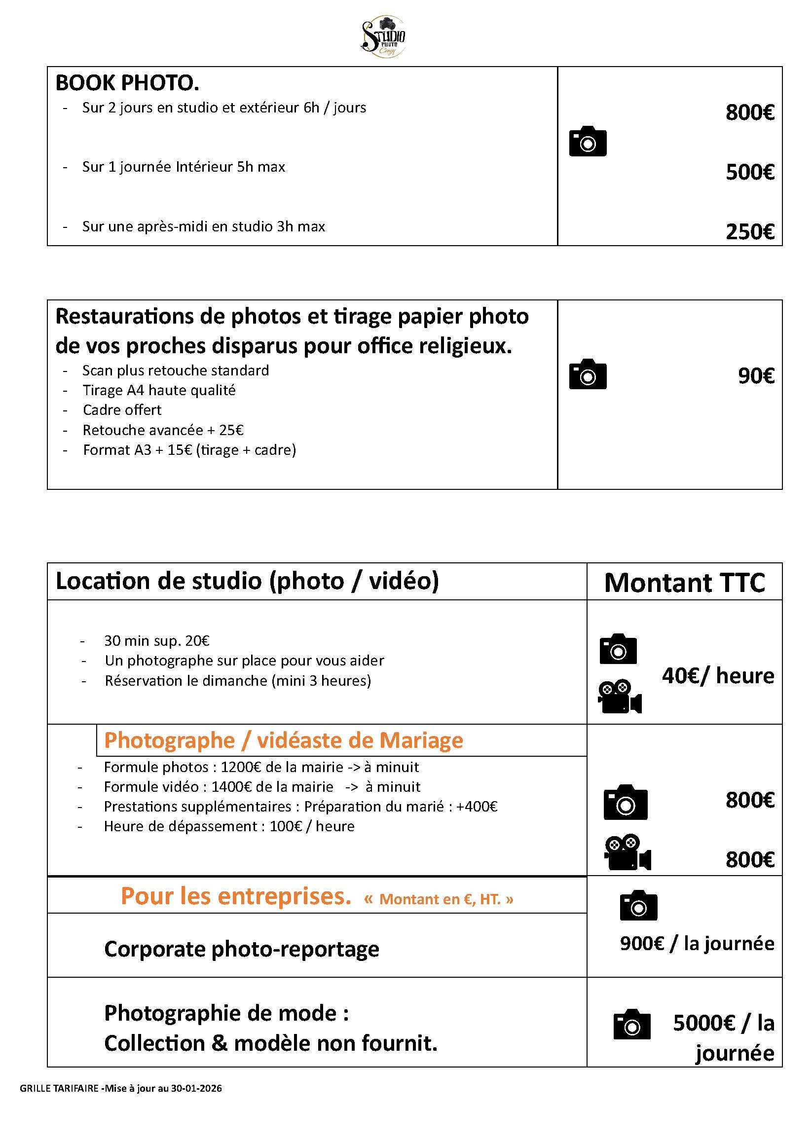 GRILLE TARIFAIRE 2 2025- 2026
