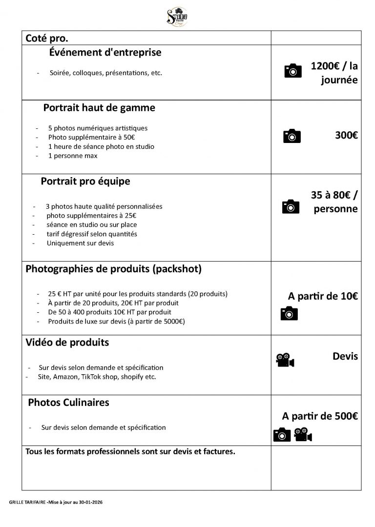 GRILLE TARIFAIRE 2 2025- 2026